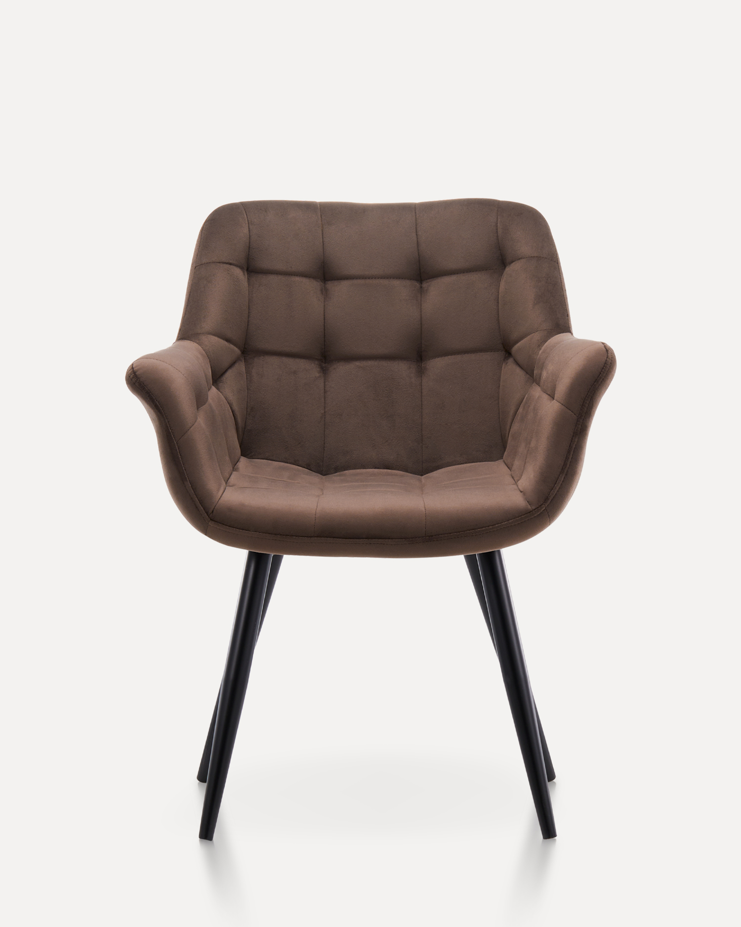 Sedia da pranzo in velluto marrone Sedia da pranzo in velluto marrone