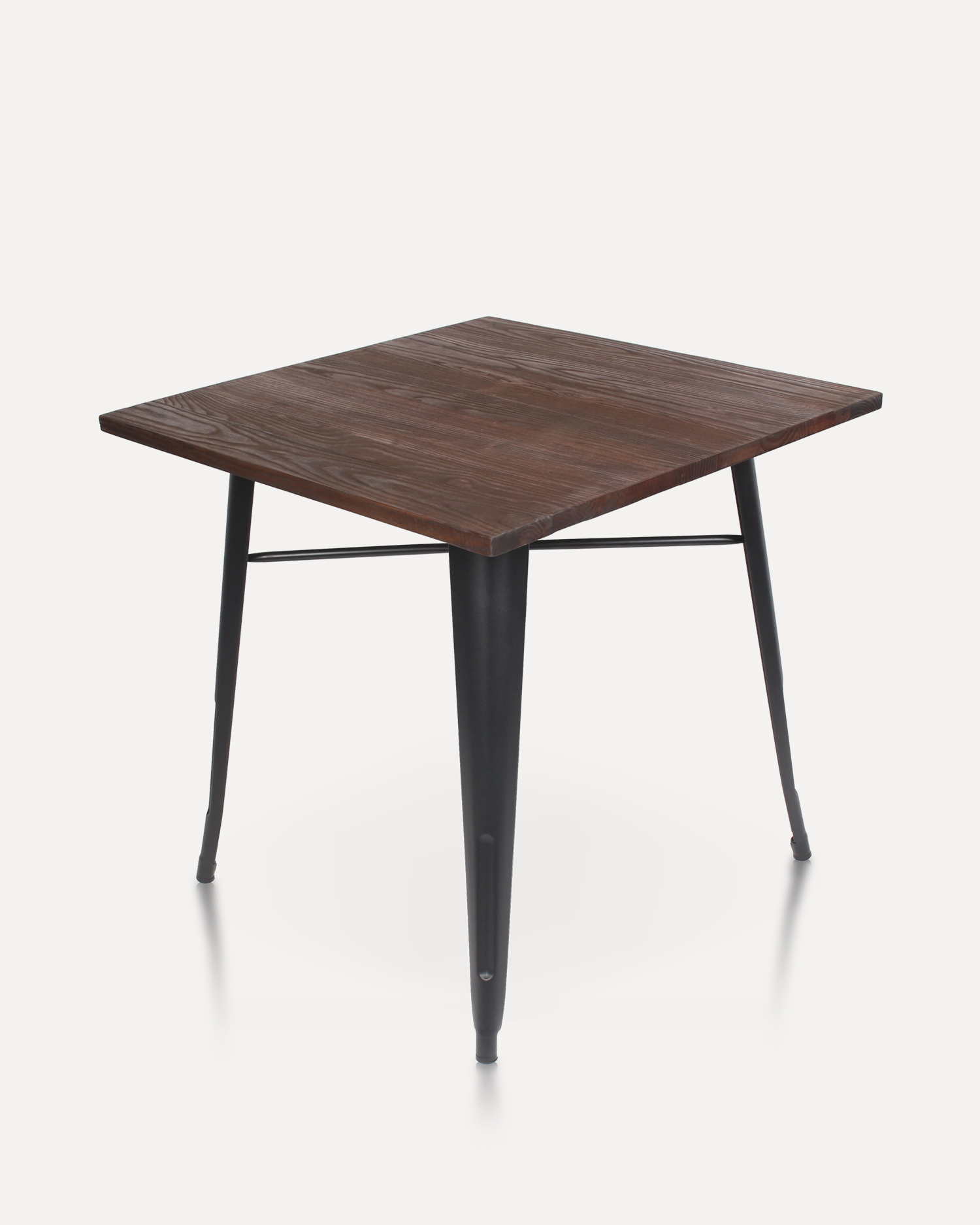 Tavolo da pranzo in legno quadrato con gambe metalliche