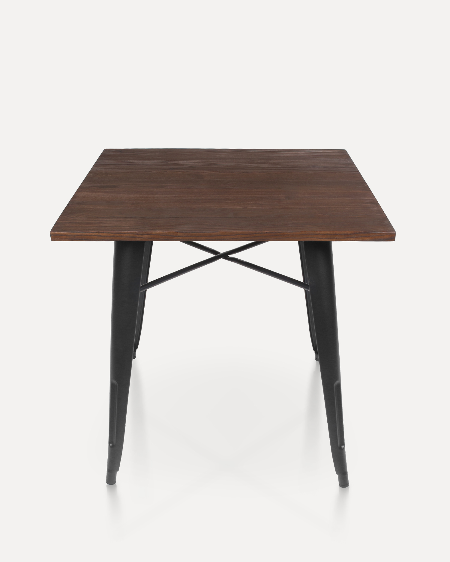 Tavolo da pranzo in legno quadrato con gambe metalliche Tavolo da pranzo in legno quadrato con gambe metalliche