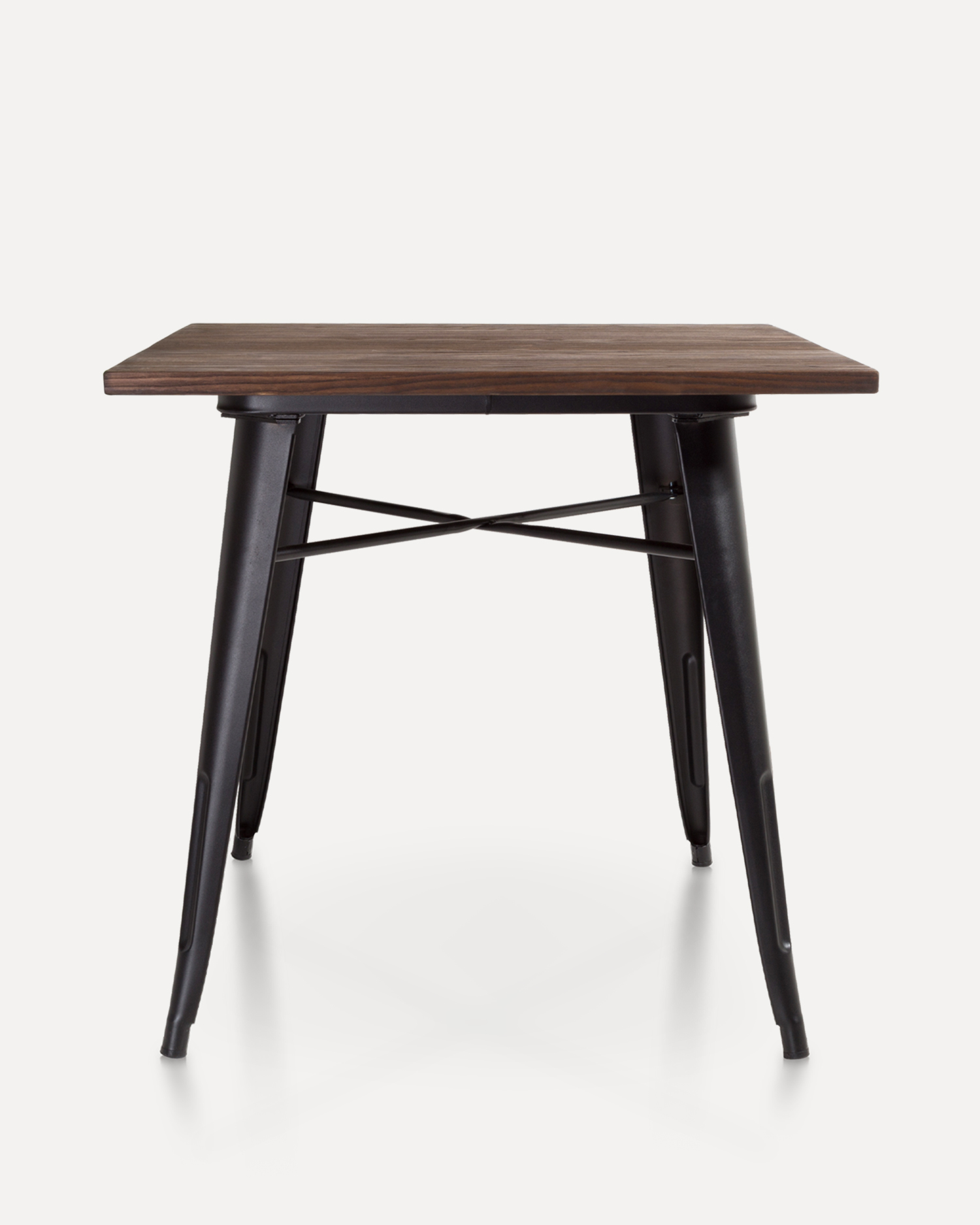 Tavolo da pranzo in legno quadrato con gambe metalliche Tavolo da pranzo in legno quadrato con gambe metalliche